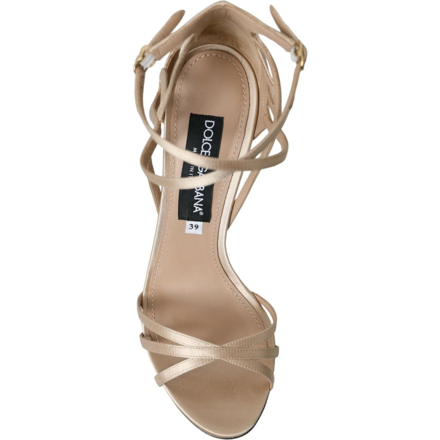 Dolce & Gabbana Beige Leather Strappy Heels Sandals Shoes Dolce & Gabbana Rosy Brown