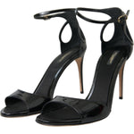 Dolce & Gabbana Black KEIRA Leather Heels Sandals Shoes Dolce & Gabbana Dark Slate Gray