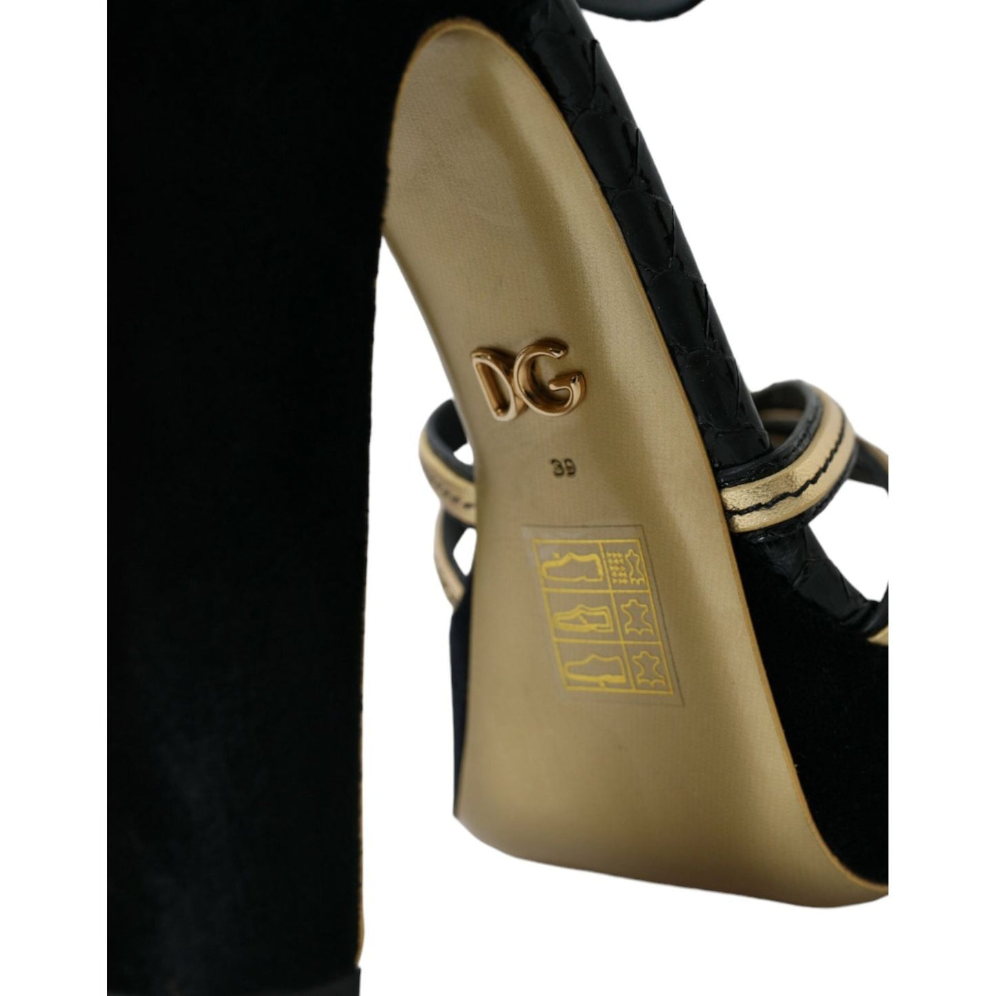 Dolce & Gabbana Black Gold Embellished Heels Sandals Shoes Dolce & Gabbana Rosy Brown
