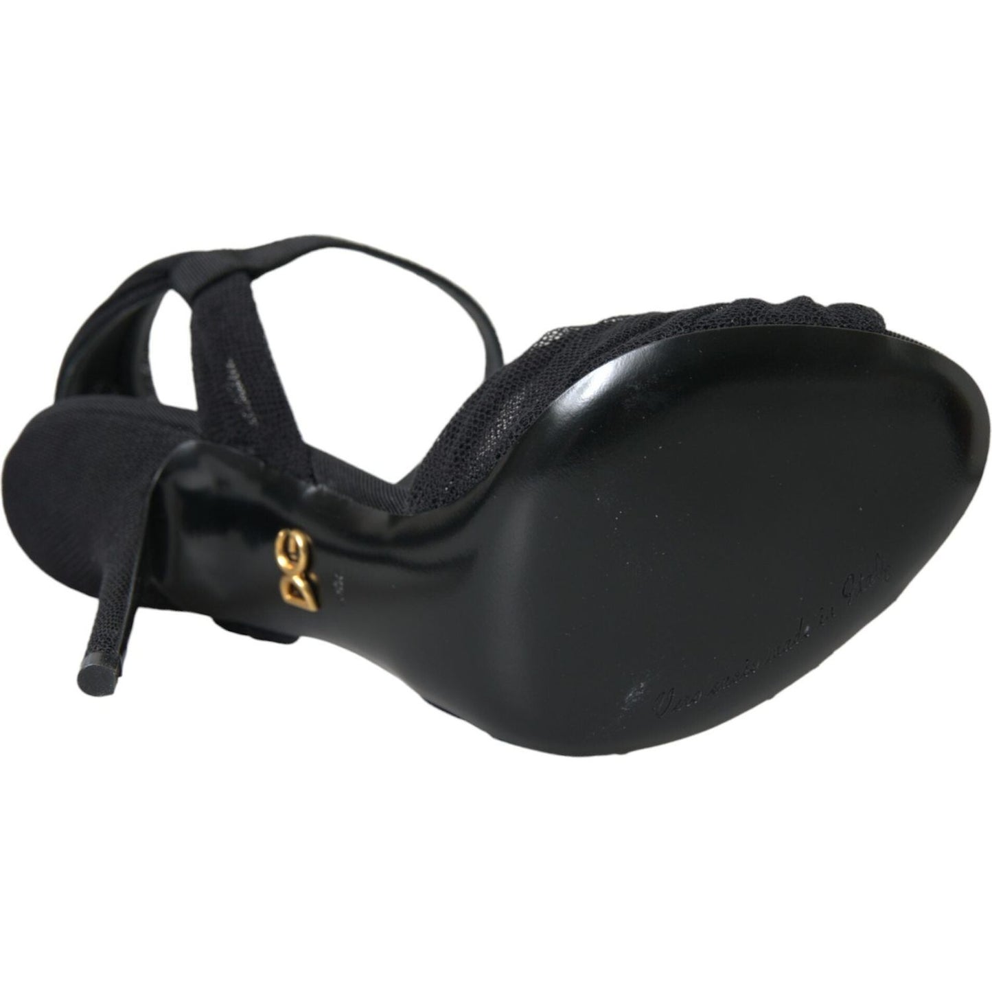 Dolce & Gabbana Black Suede Embellished Heels Sandals Shoes Dolce & Gabbana Dark Slate Gray