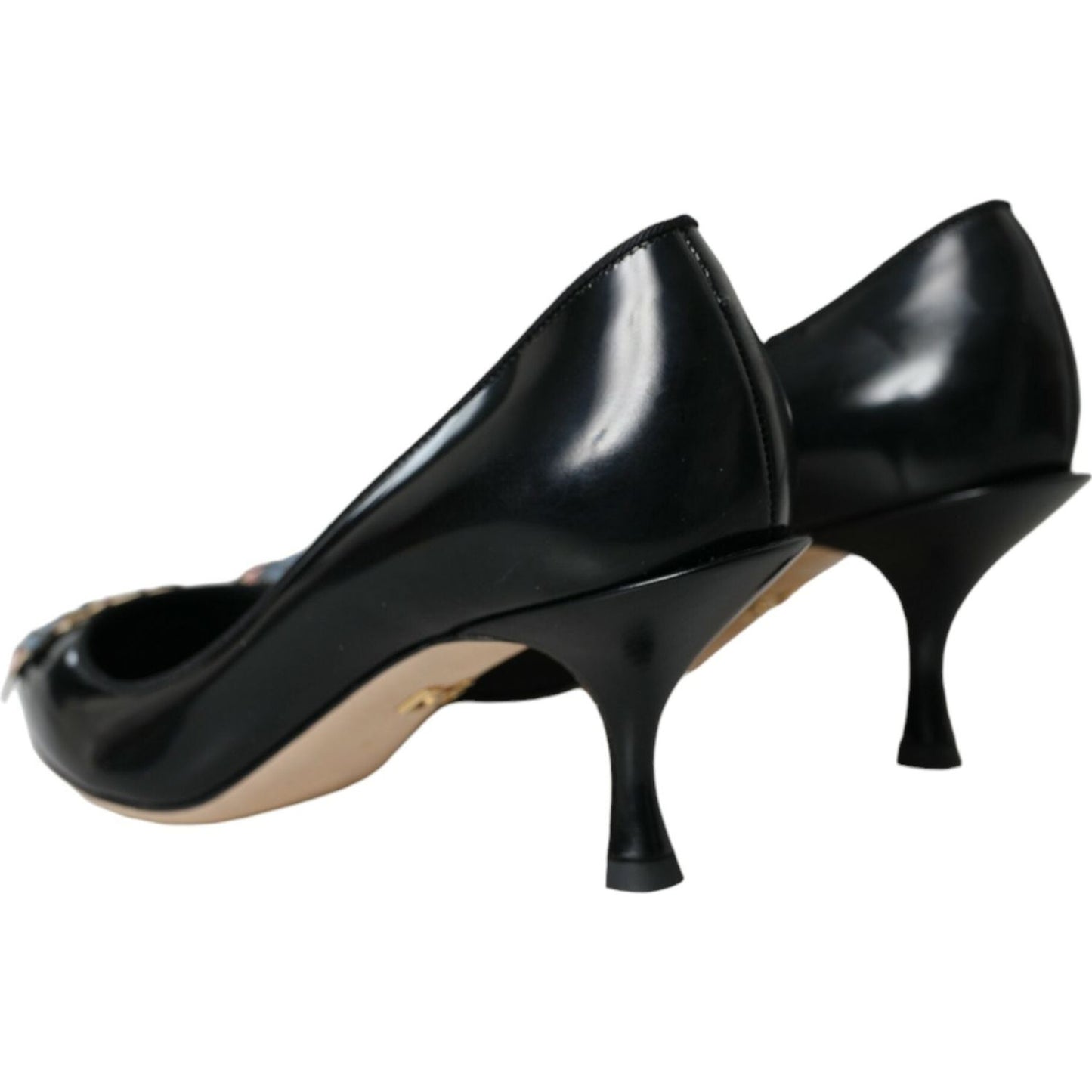 Dolce & Gabbana Black Leather BOOM Patch Heels Pumps Shoes Dolce & Gabbana Black