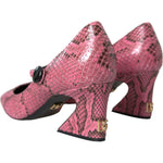 Dolce & Gabbana Pink Python Leather Mary Jane Heels Shoes LA10563-39