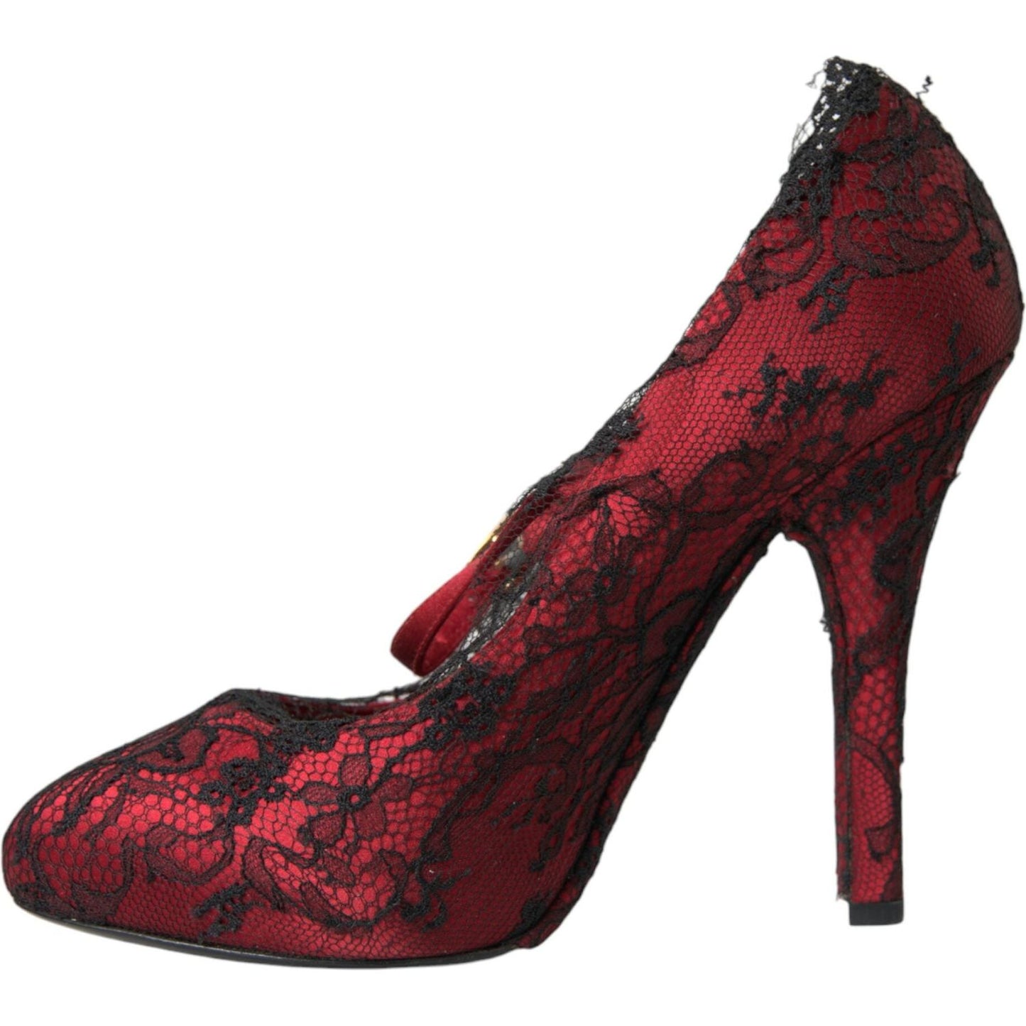 Dolce & Gabbana Red Black Floral Lace Mary Jane Pumps Shoes Dolce & Gabbana Dark Slate Gray