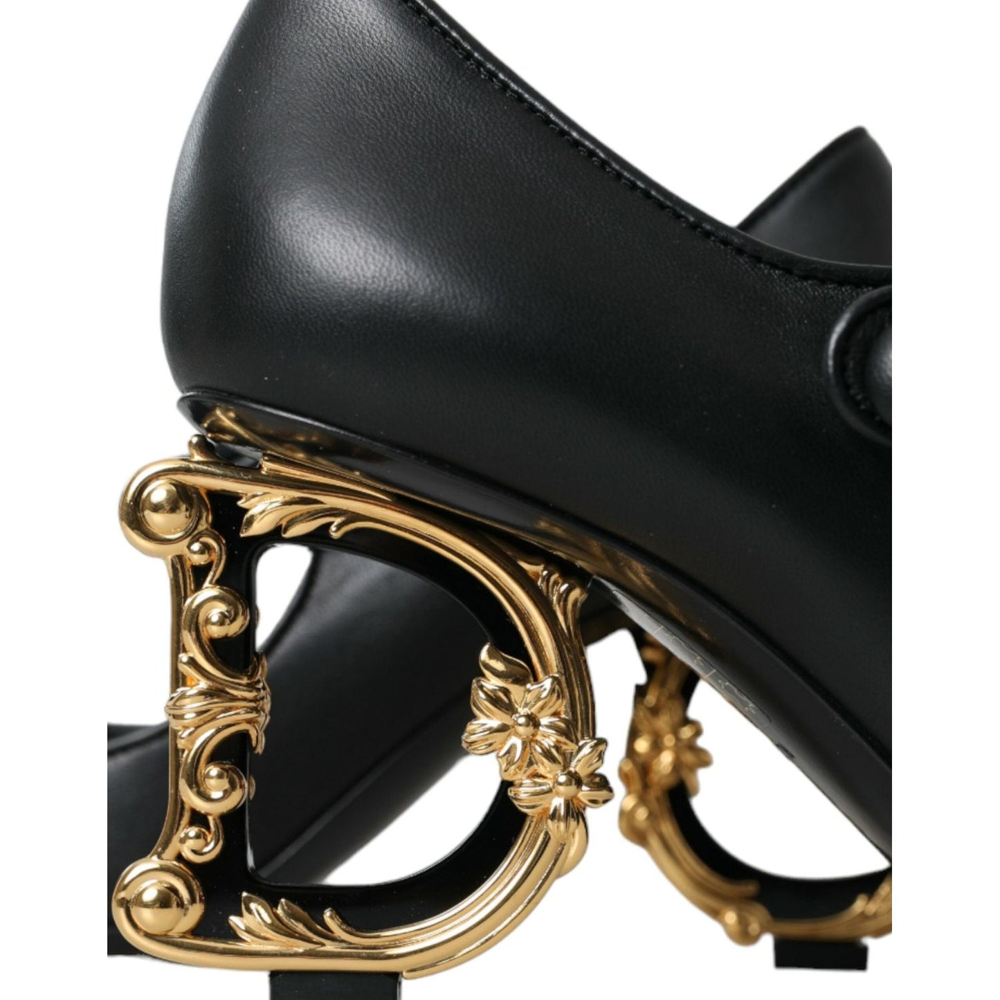 Dolce & Gabbana Black Leather Logo Heels Mary Janes Pumps Shoes Dolce & Gabbana Black