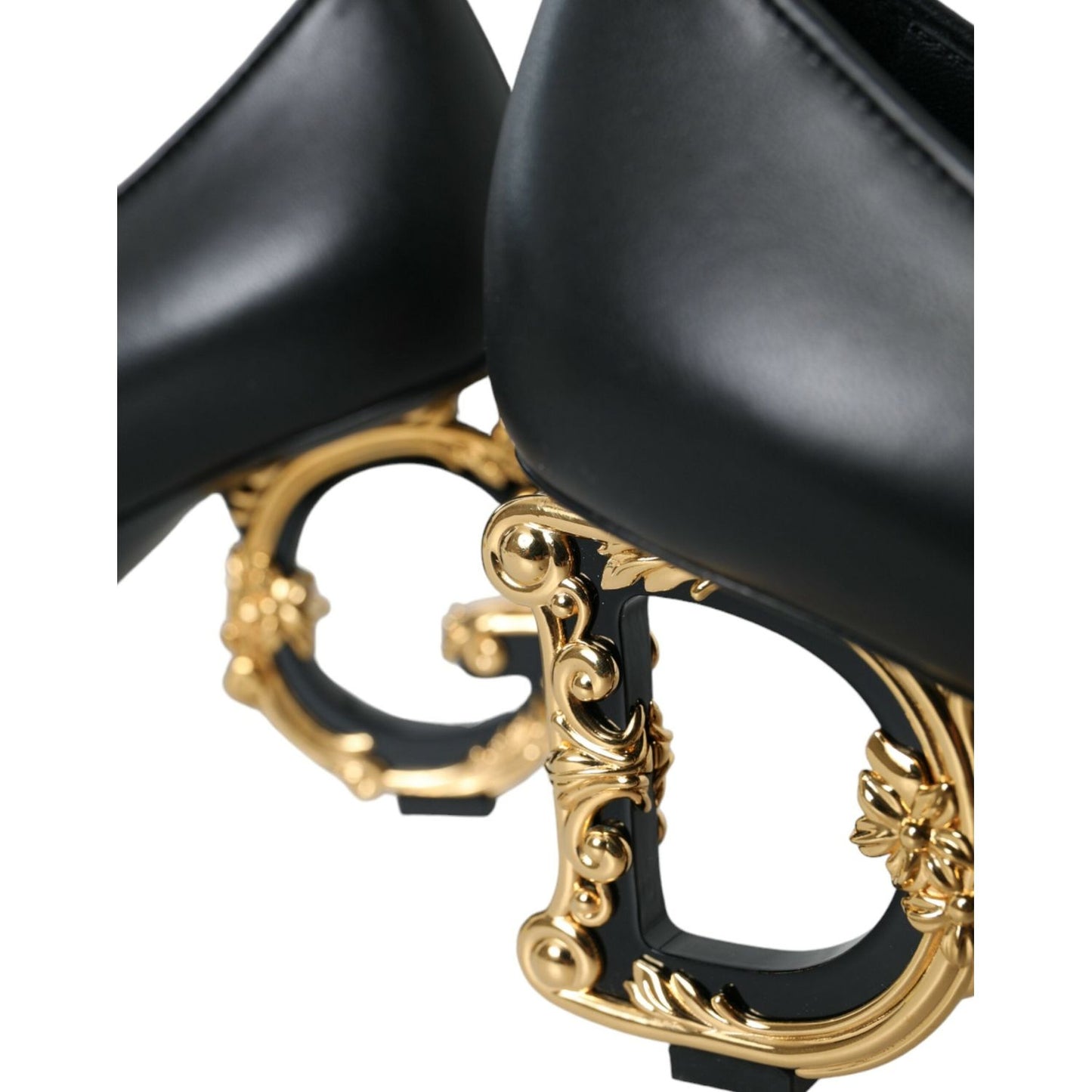 Dolce & Gabbana Black Leather Logo Heels Mary Janes Pumps Shoes Dolce & Gabbana Dark Slate Gray