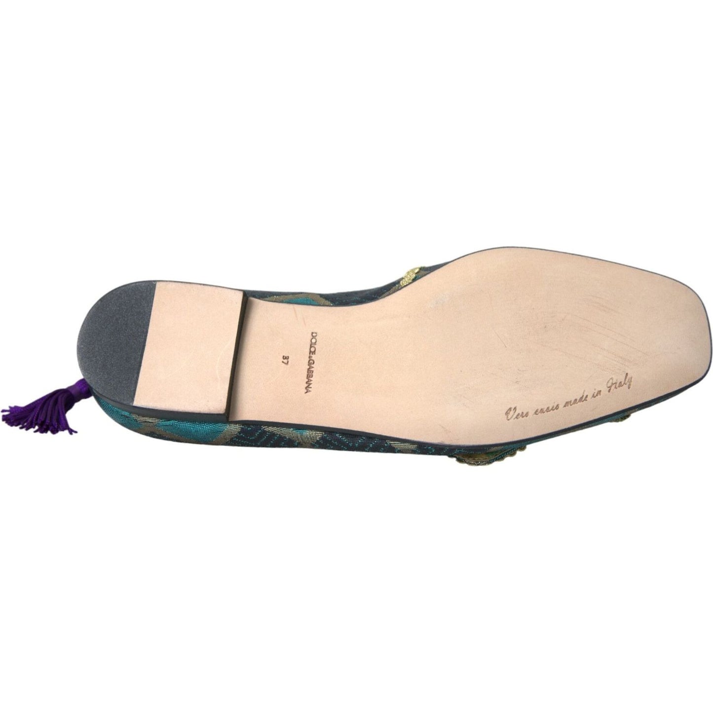 Dolce & Gabbana Multicolor Jacquard Embellished Loafers Shoes Dolce & Gabbana Wheat