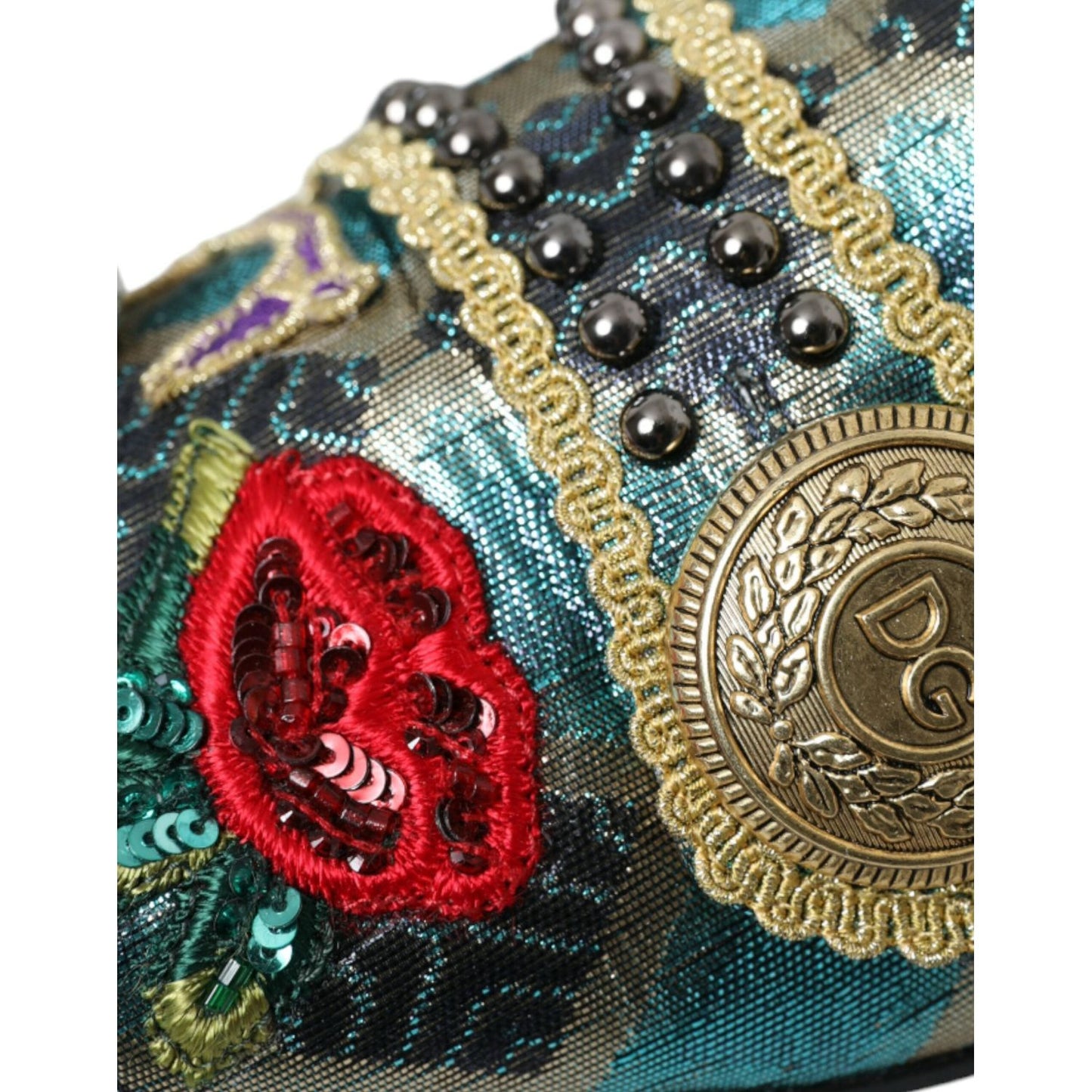 Dolce & Gabbana Multicolor Jacquard Embellished Loafers Shoes Dolce & Gabbana Dark Slate Gray