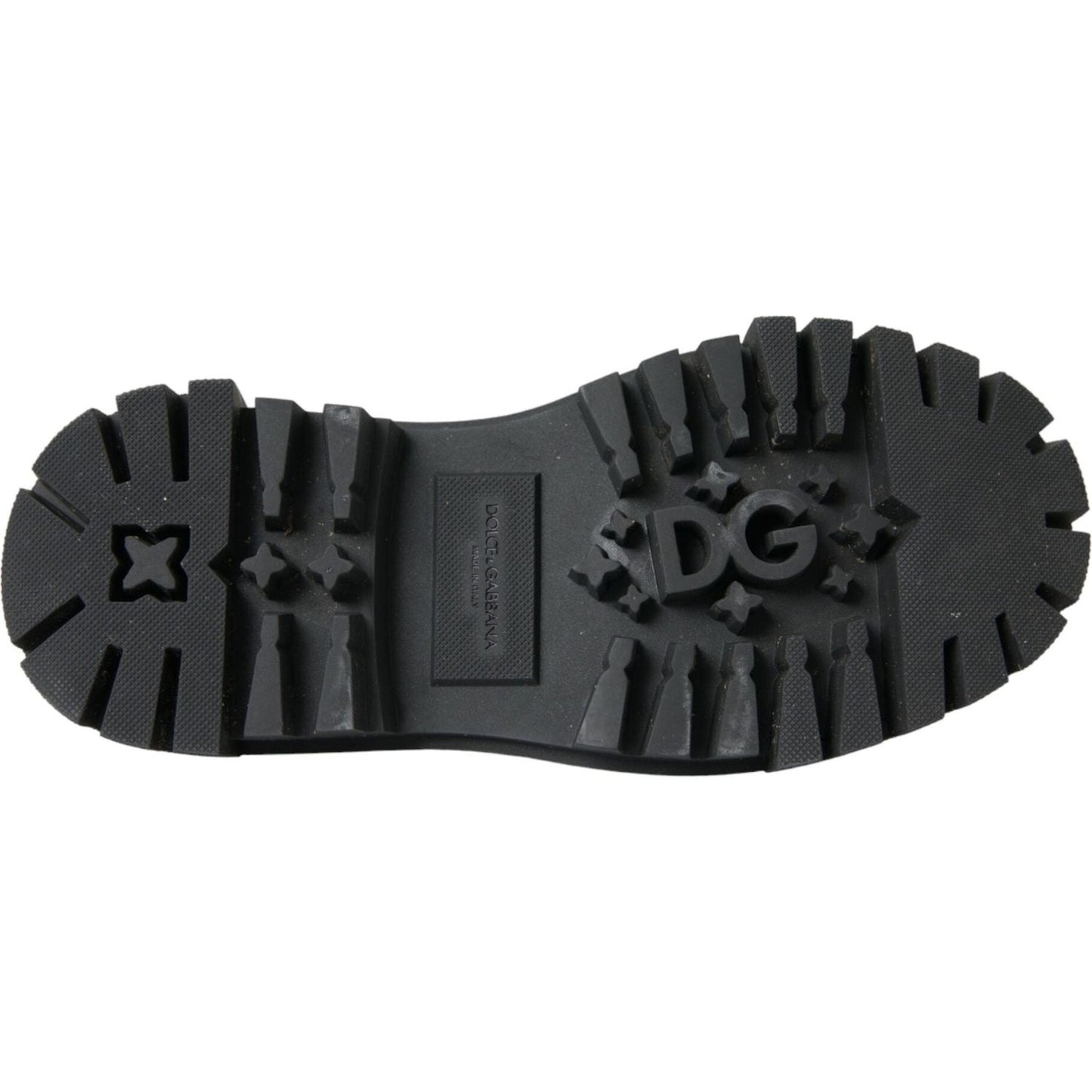 Dolce & Gabbana Black Leather Trekking Derby Embellished Shoes Dolce & Gabbana Dark Slate Gray