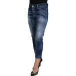 Dsquared² Blue Cotton Mid Waist Cropped Denim Jeans Cool Girl PAN74523