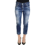 Dsquared² Blue Cotton Mid Waist Cropped Denim Jeans Cool Girl PAN74523