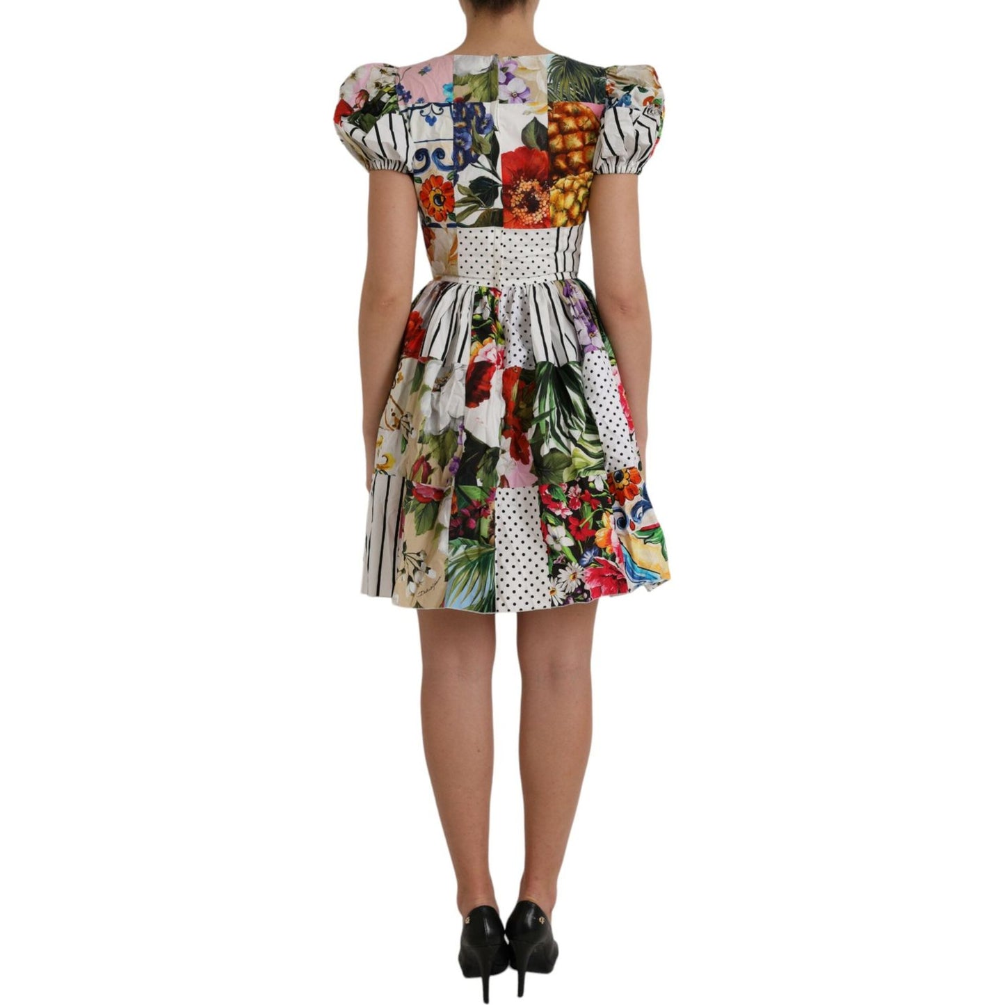 Dolce & Gabbana Multicolor Patchwork Cotton Aline Mini Dress DR281170-38