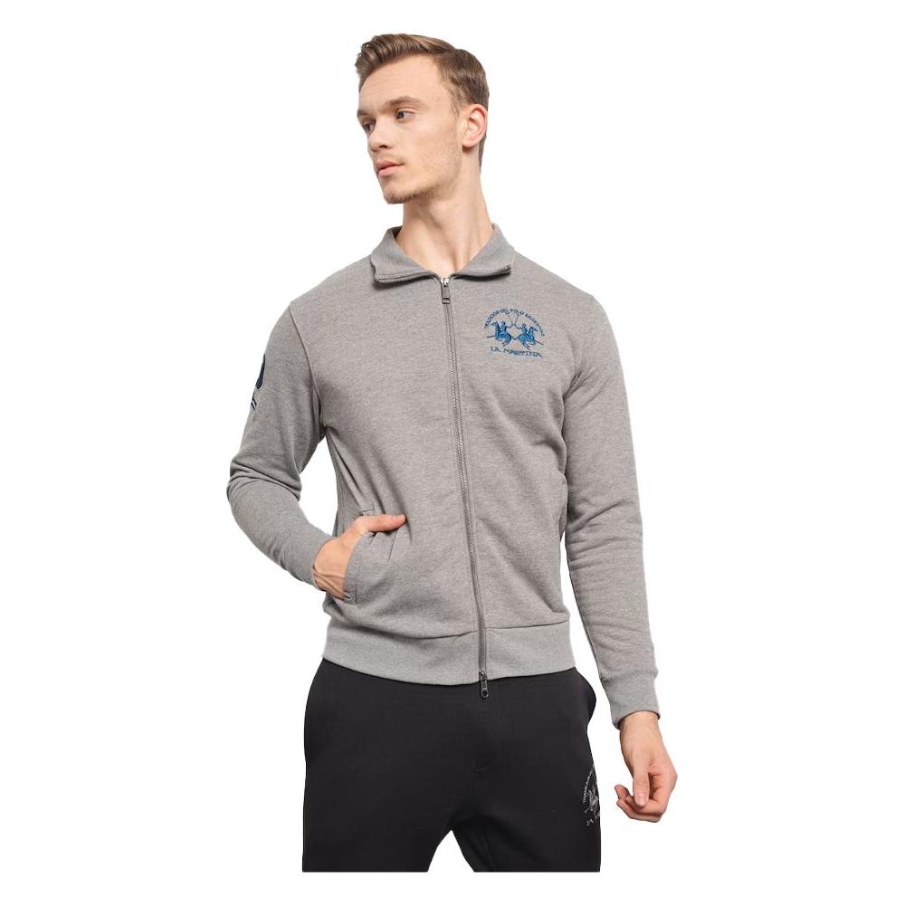 La Martina Gray Cotton Sweater LA-13079-S