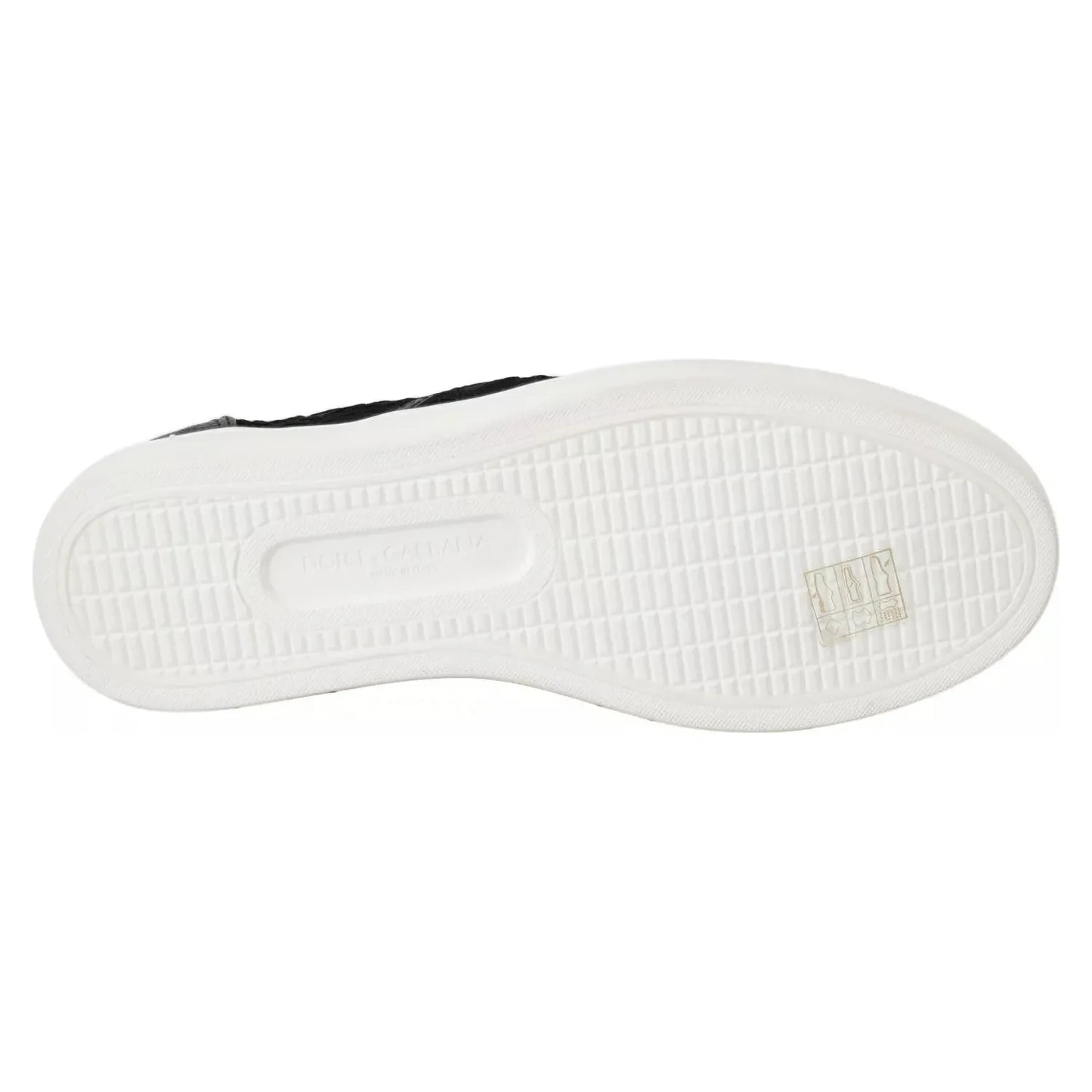 Dolce & Gabbana Black Lace Leather Logo Flat Slip-On Sneakers Dolce & Gabbana Beige