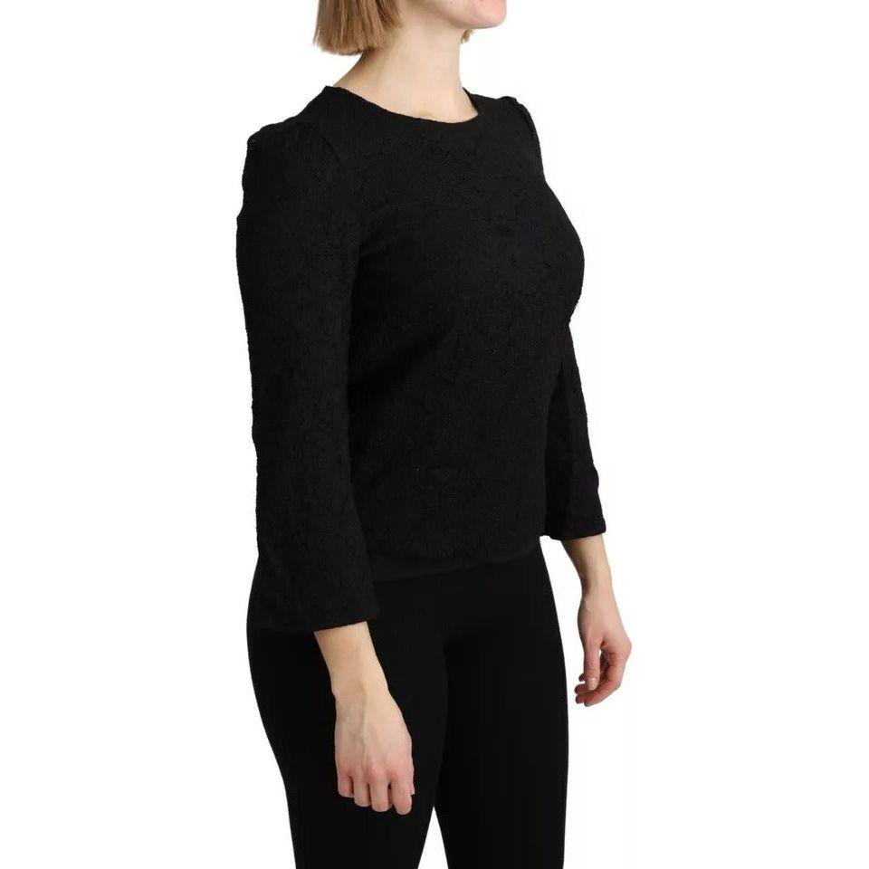 Dolce & Gabbana Black Lace Long Sleeves Blouse STAFF Top Dolce & Gabbana Black