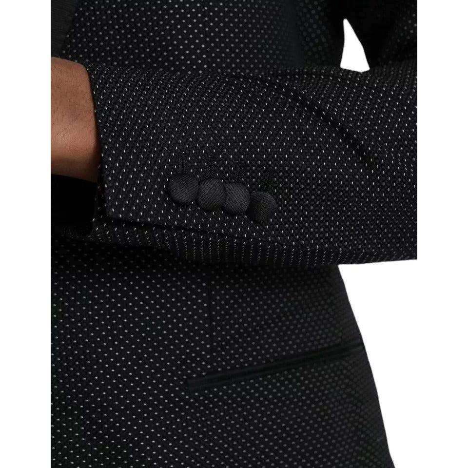 Dolce & Gabbana Black Jacquard MARTINI Single Breasted Coat Blazer Dolce & Gabbana Black