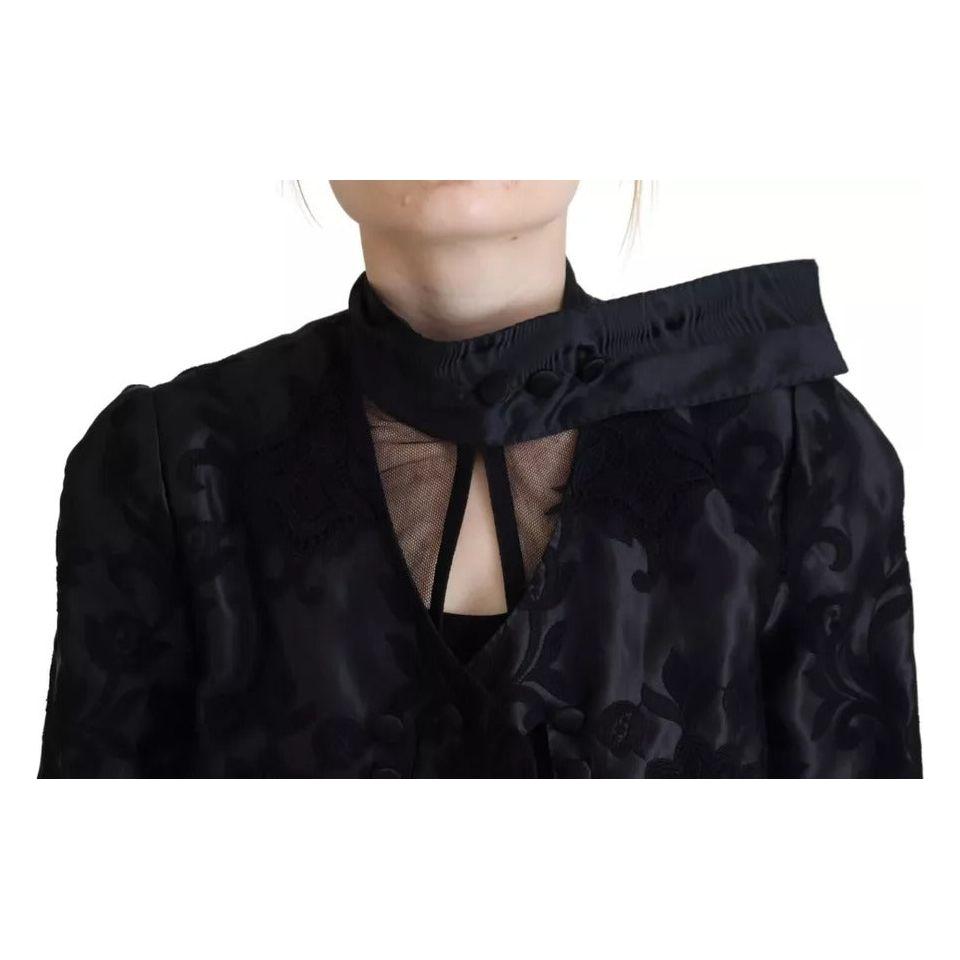 Dolce & Gabbana Black Lace Sheer Corset Organza Silk Jacket Dolce & Gabbana Black