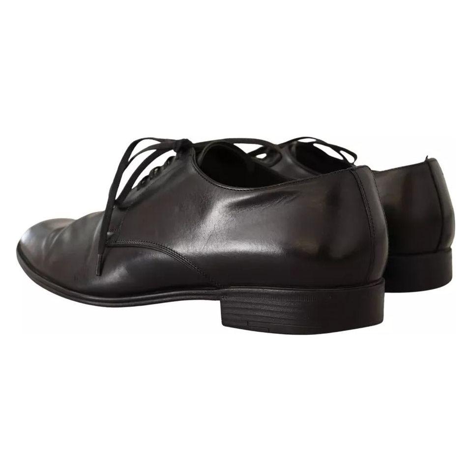 Dolce & Gabbana Black Leather Derby Dress Formal Shoes Dolce & Gabbana Dark Slate Gray