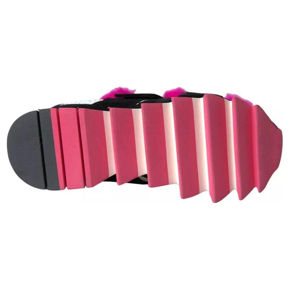 Dolce & Gabbana Black Pink Neoprene Stretch Shark Sneakers Shoes Dolce & Gabbana Maroon