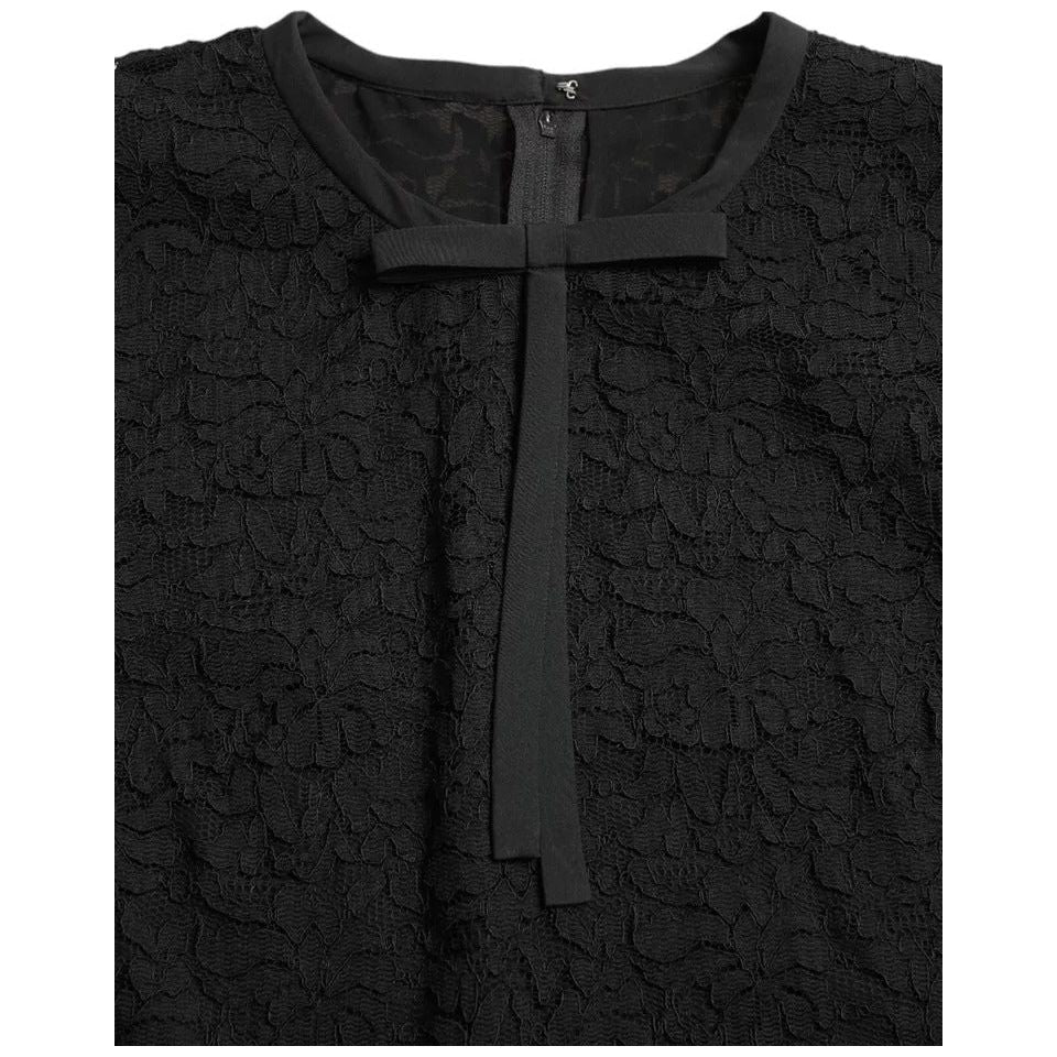 Dolce & Gabbana Black Floral Lace Blouse T-shirt Staff Top Dolce & Gabbana Black