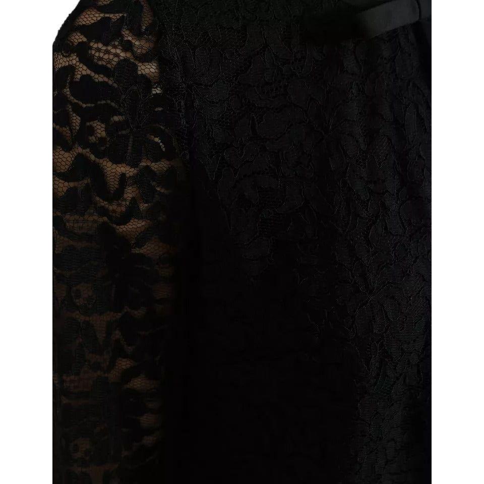Dolce & Gabbana Black Floral Lace Blouse T-shirt Staff Top Dolce & Gabbana Black