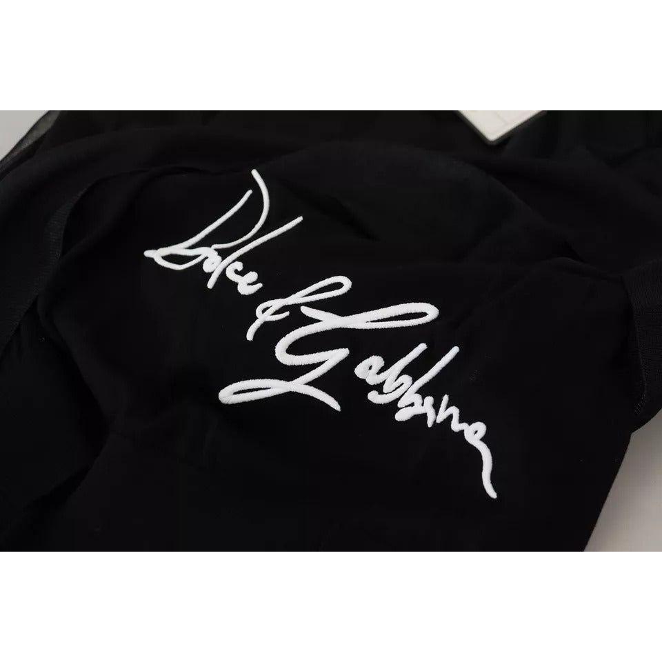 Dolce & Gabbana Black Polyester Logo Men Pullover Sweater Dolce & Gabbana Black