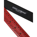 Dolce & Gabbana Red Perforated Leather Metal Buckle Belt Men BEL9182-85