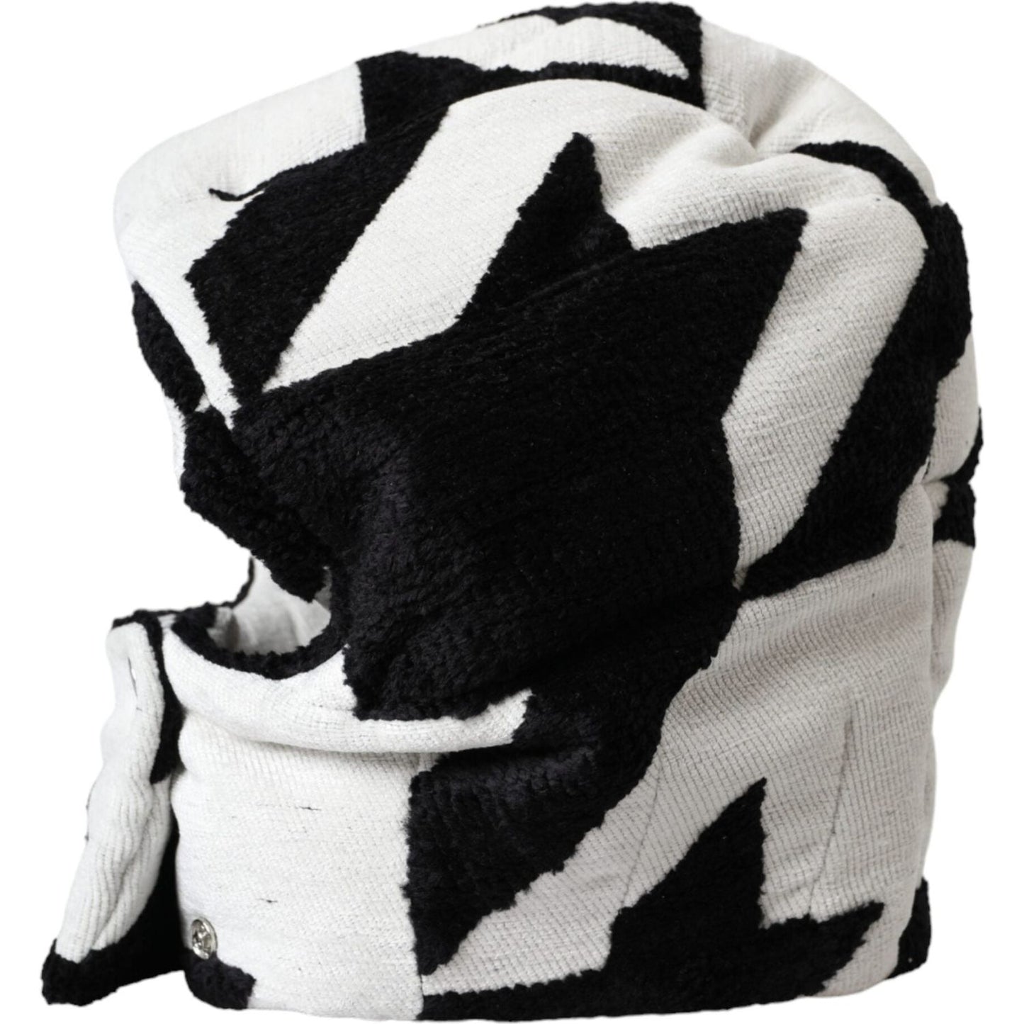 Dolce & Gabbana Black White Wool Whole Head Wrap Hat Dolce & Gabbana Black