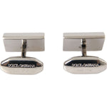 Dolce & Gabbana Silver Plated Metal Brass DG Logo Pin Cufflinks SMY10208