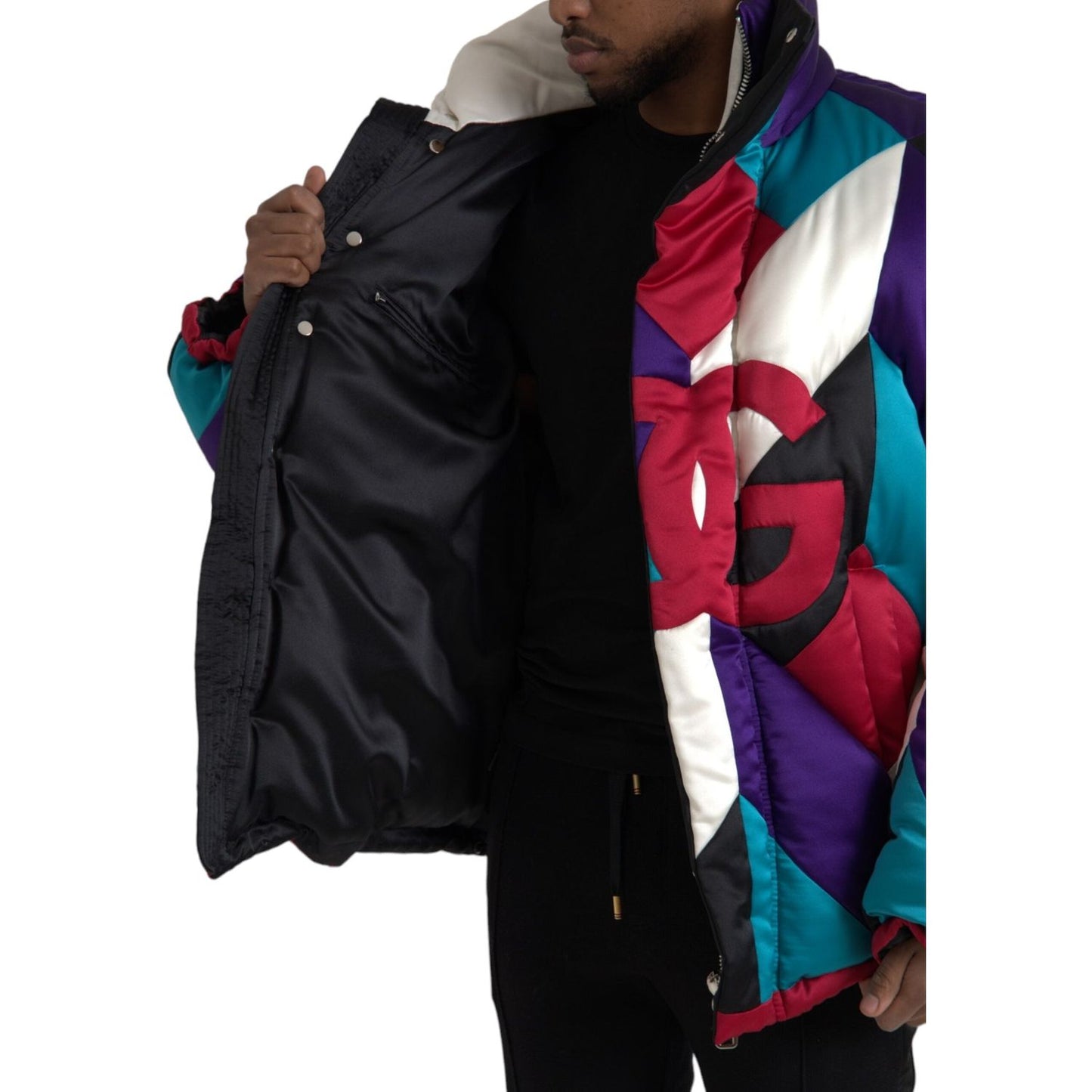 Dolce & Gabbana Multicolor Logo Windbreaker Puffer Jacket JKT3828-52