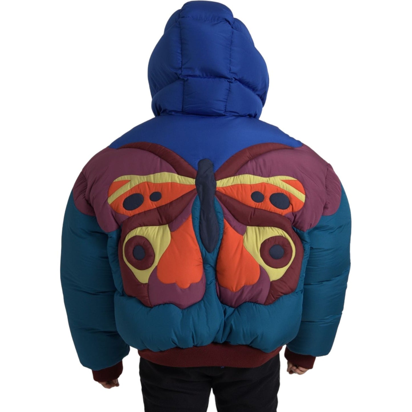 Dolce & Gabbana Multicolor Butterfly Hooded Puffer Jacket JKT3837-52