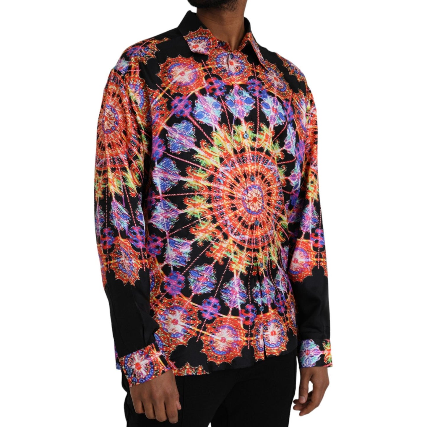 Dolce & Gabbana Multicolor Luminarie Silk Men Casual Shirt TSH86305-38