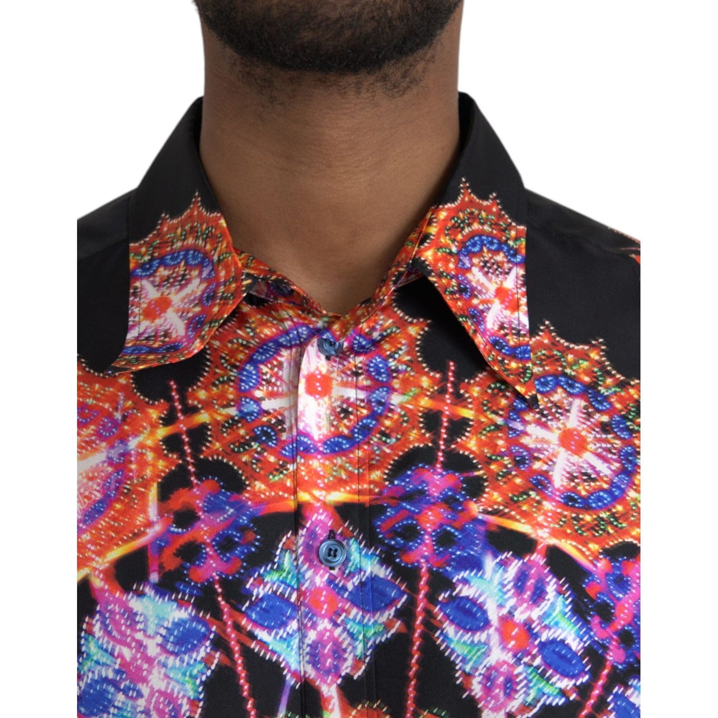 Dolce & Gabbana Multicolor Luminarie Silk Men Casual Shirt TSH86305-38