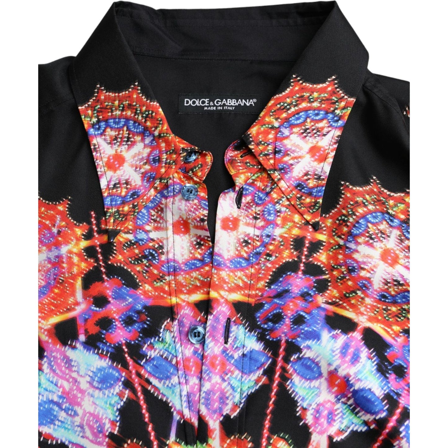 Dolce & Gabbana Multicolor Luminarie Silk Men Casual Shirt TSH86305-38
