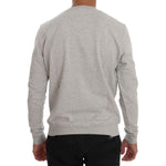 Frankie Morello Gray Cotton Crewneck Pullover Sweater TSH1291#2-2