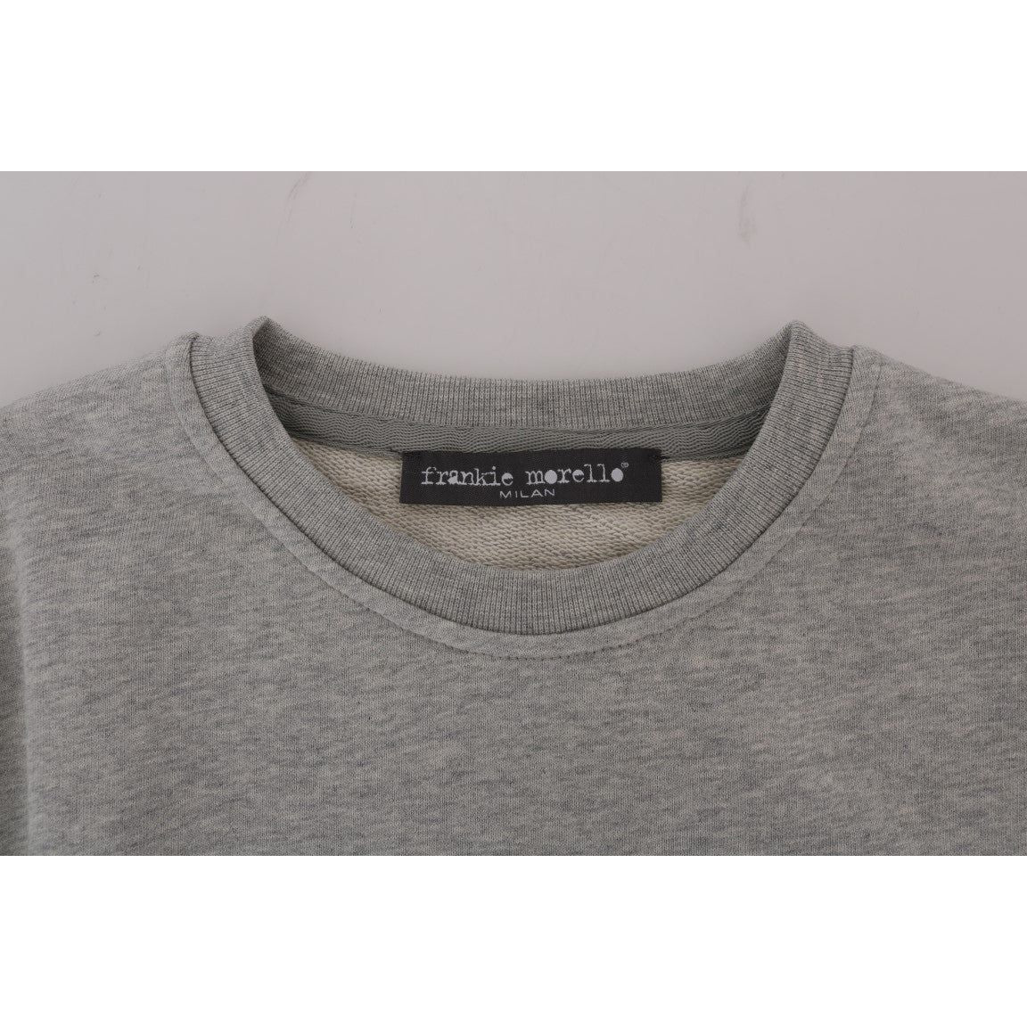 Frankie Morello Gray Cotton Crewneck Pullover Sweater TSH1291#2-2