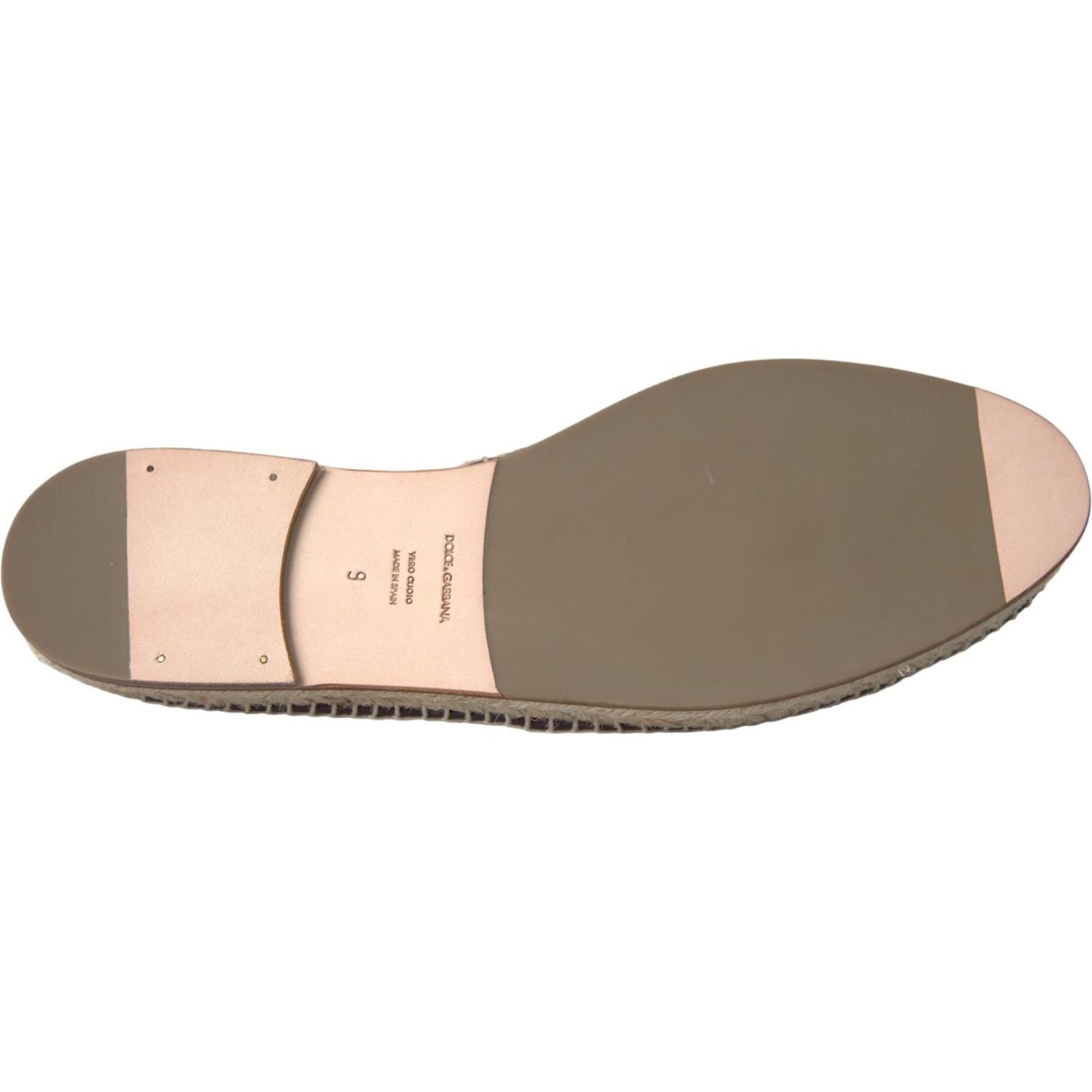 Dolce & Gabbana Brown Buffalo Leather Espadrille Flats Shoes MV5683-40