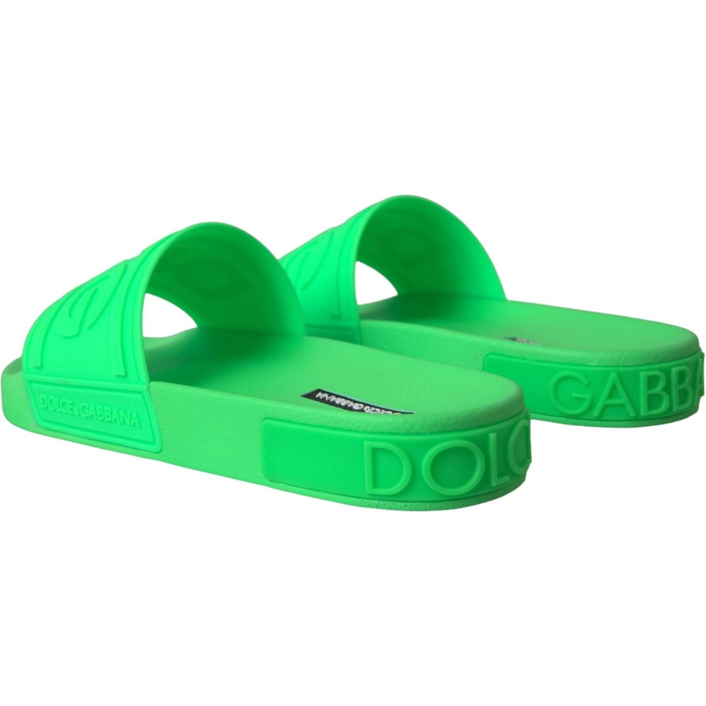 Dolce & Gabbana Green Leather Slides Sandals Beachwear Shoes MV5693-42