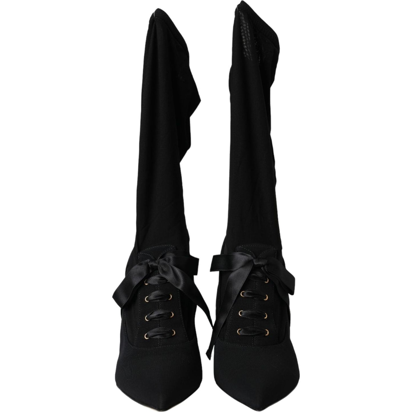 Dolce & Gabbana Black Stiletto Heels Mid Calf Boots Shoes Dolce & Gabbana Black