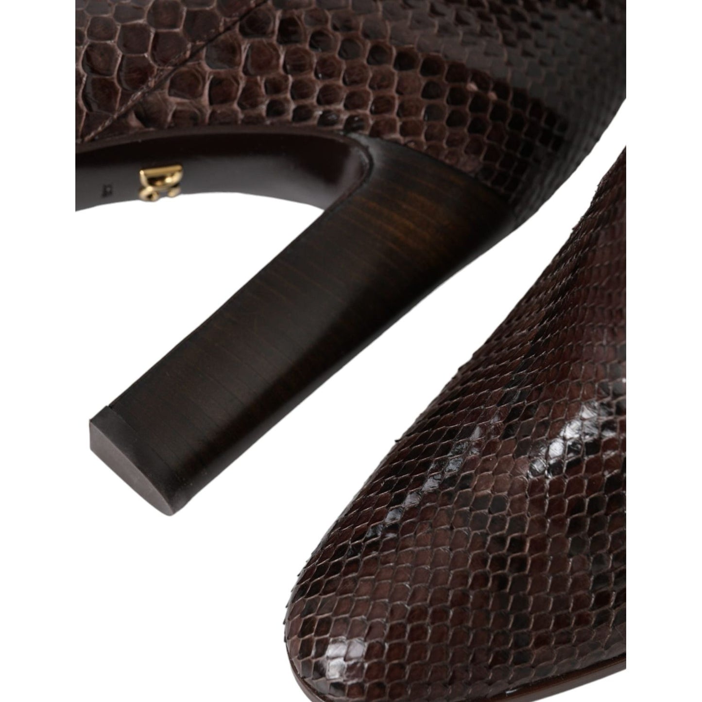 Dolce & Gabbana Brown Exotic Leather Heels High Boots Shoes Dolce & Gabbana Black