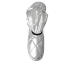 Dolce & Gabbana Metallic Silver Quilted Logo Patch Boot Shoes LA11147-39