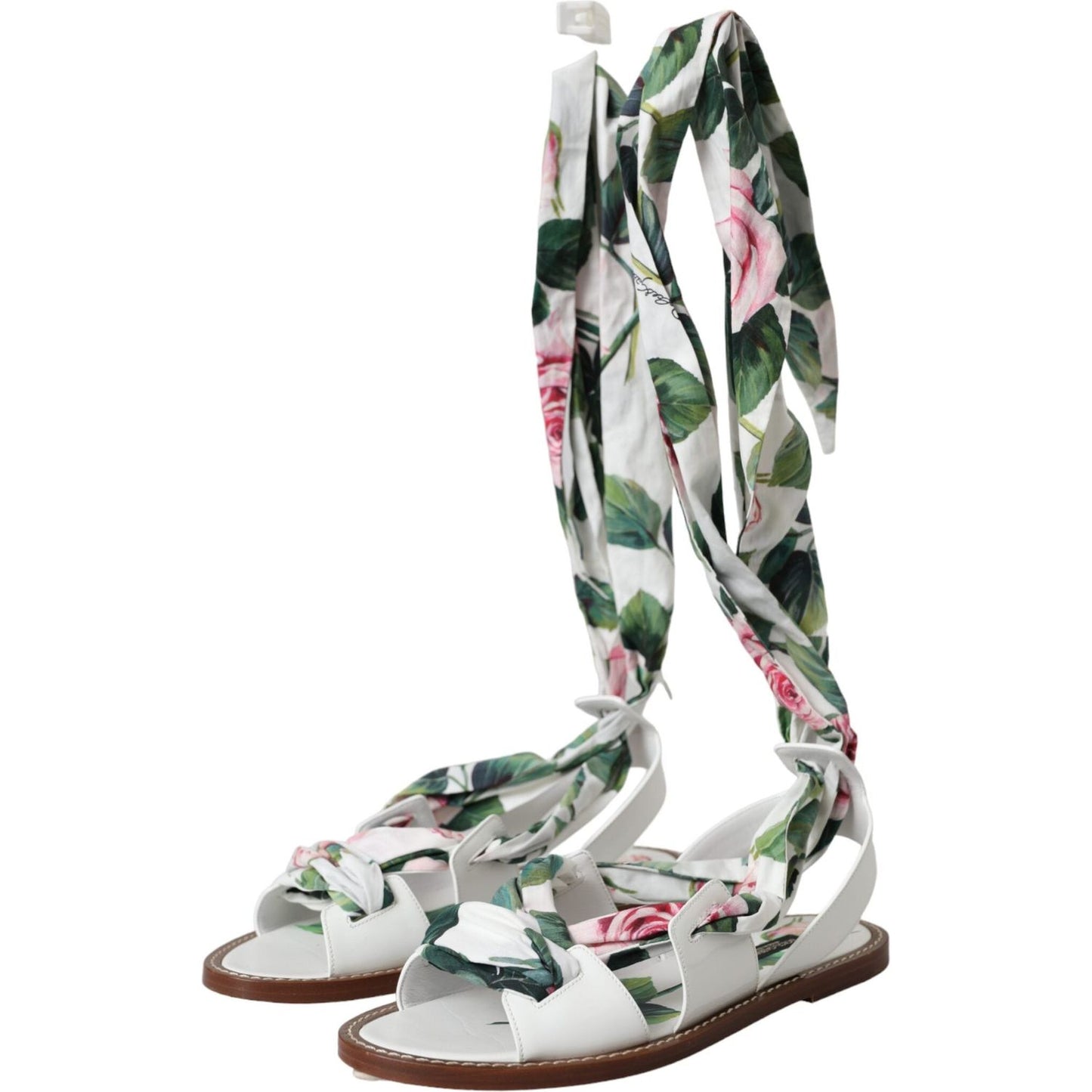 Dolce & Gabbana Multicolor Floral Print Ankle Wrap Sandals Shoes Dolce & Gabbana Gray