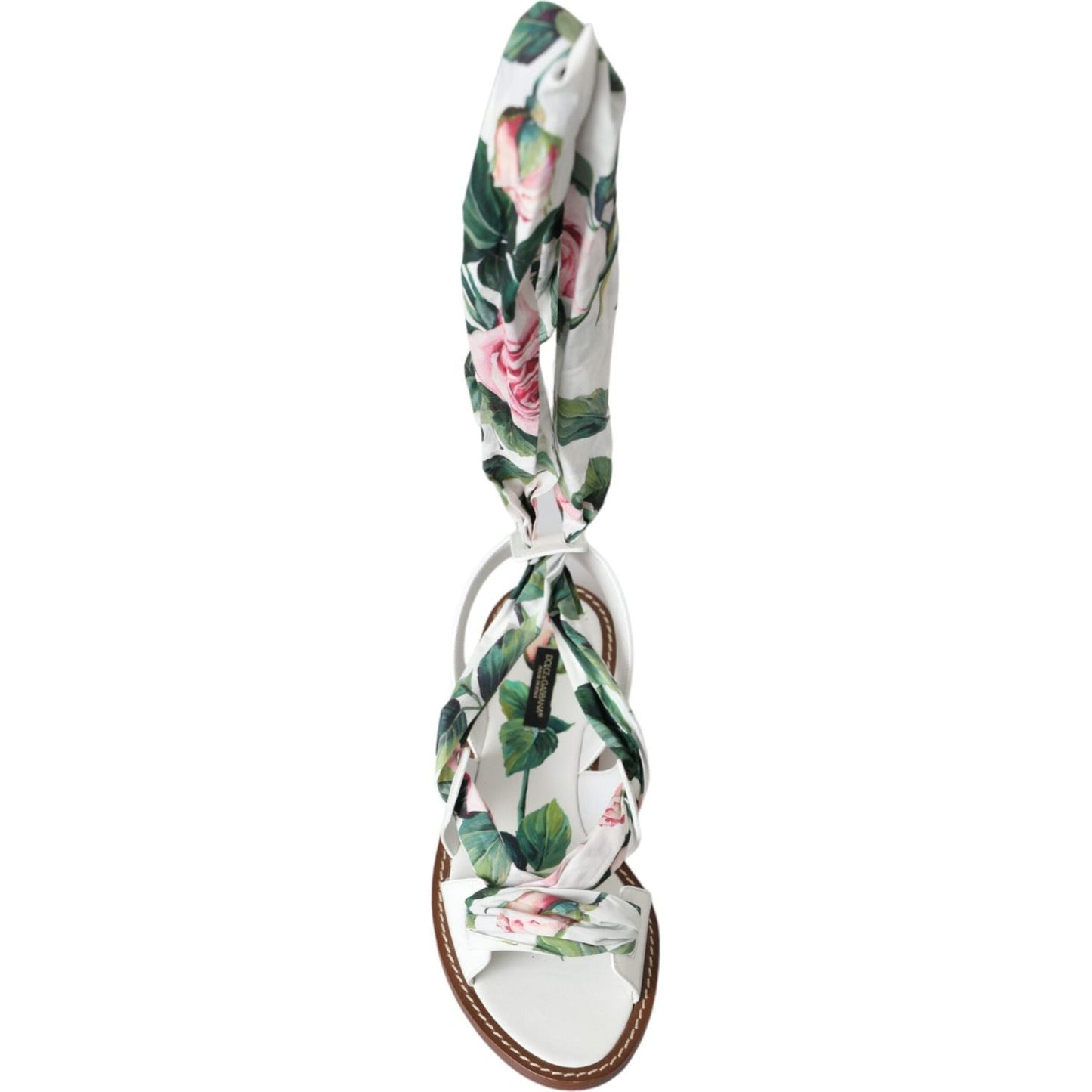 Dolce & Gabbana Multicolor Floral Print Ankle Wrap Sandals Shoes Dolce & Gabbana Light Gray