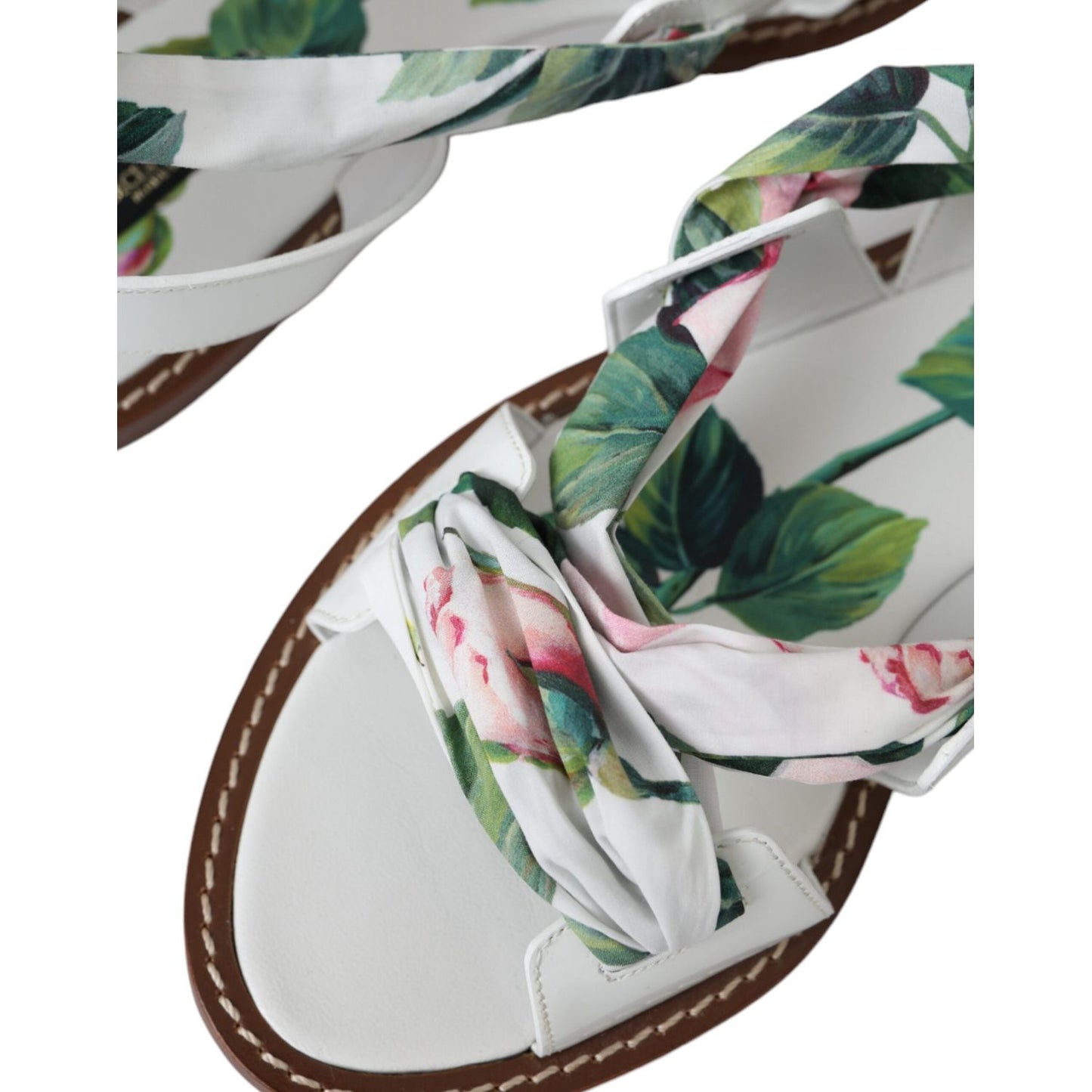 Dolce & Gabbana Multicolor Floral Print Ankle Wrap Sandals Shoes Dolce & Gabbana Gray