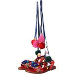 Dolce & Gabbana Multicolor Pom Pom Fur Wrap Sandals Shoes LA11080-35