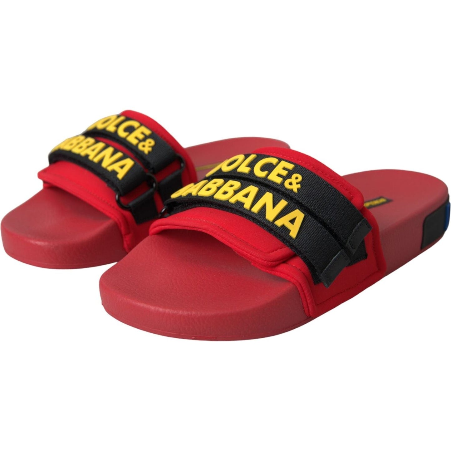 Dolce & Gabbana Red Black Logo Beachwear Flats Sandals Shoes Dolce & Gabbana Brown