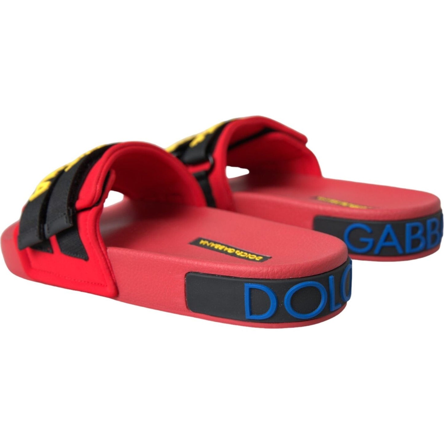 Dolce & Gabbana Red Black Logo Beachwear Flats Sandals Shoes Dolce & Gabbana Dark Slate Gray
