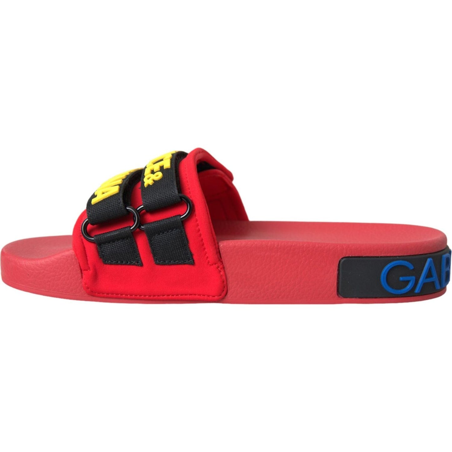 Dolce & Gabbana Red Black Logo Beachwear Flats Sandals Shoes Dolce & Gabbana Dark Slate Gray