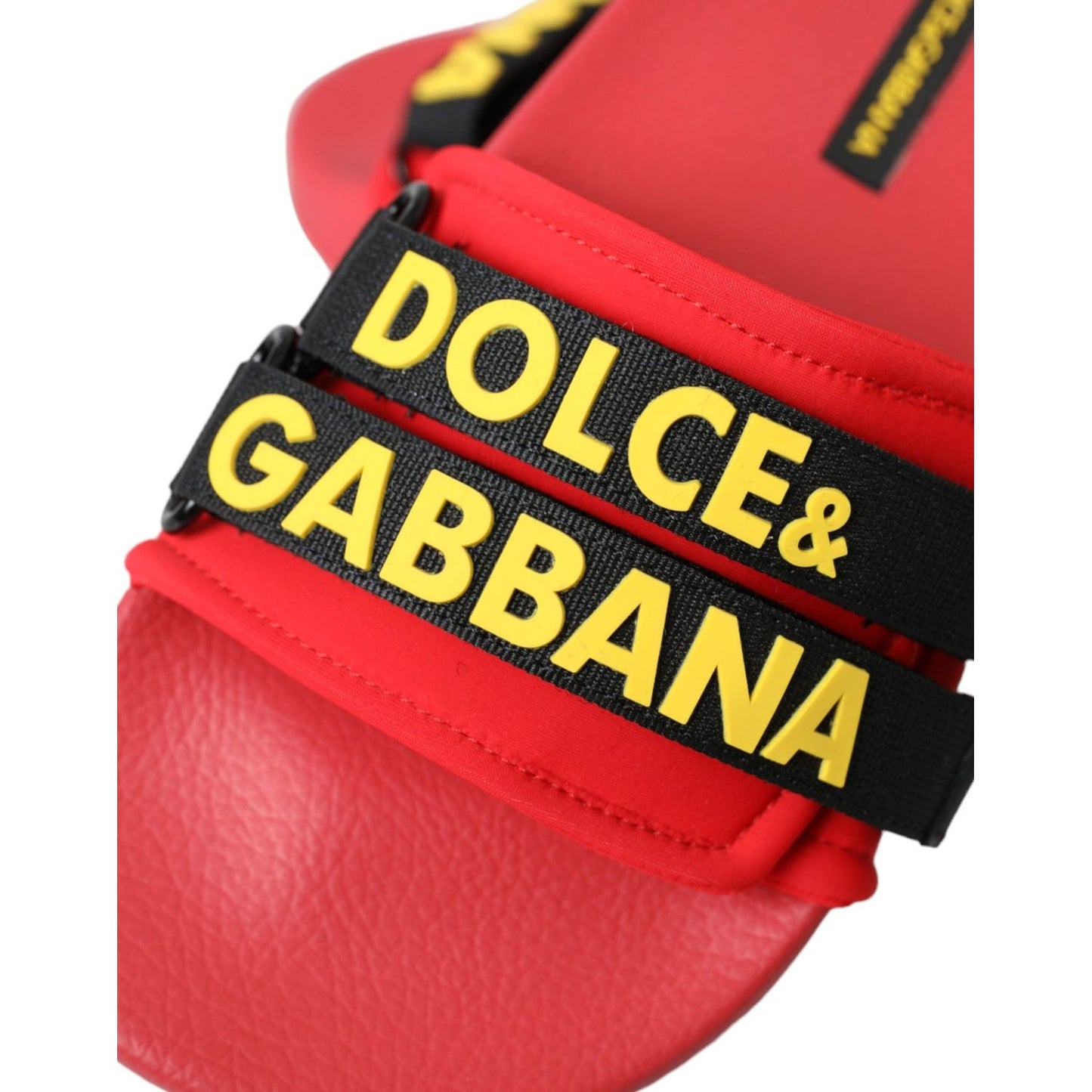 Dolce & Gabbana Red Black Logo Beachwear Flats Sandals Shoes Dolce & Gabbana Maroon