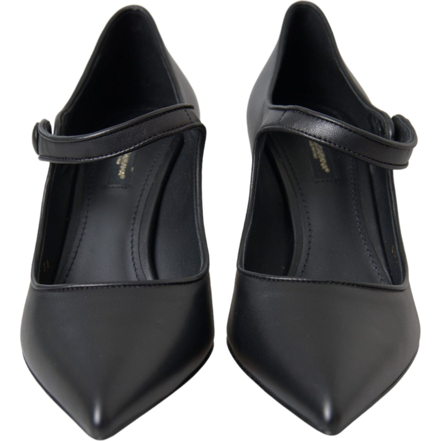 Dolce & Gabbana Black Leather Logo Heels Mary Janes Pumps Shoes Dolce & Gabbana Dark Slate Gray