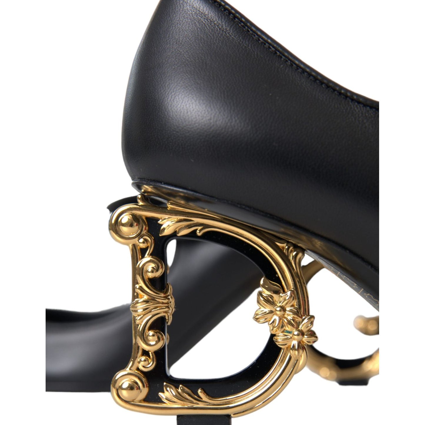 Dolce & Gabbana Black Leather Logo Heels Mary Janes Pumps Shoes Dolce & Gabbana Dark Slate Gray